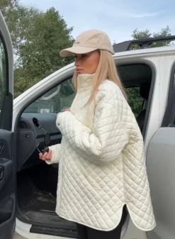 Oversized Quilted Jacket><noscript><img width=