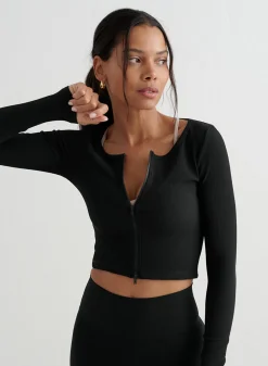 Ribbed Performance Zipped Cardigan>AIM’N Outlet