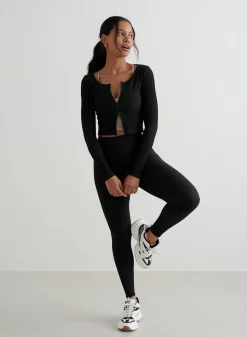 Ribbed Performance Zipped Cardigan><noscript><img width=
