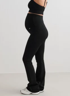 Black Ribbed Seamless Flare Maternity Tights>AIM’N Discount