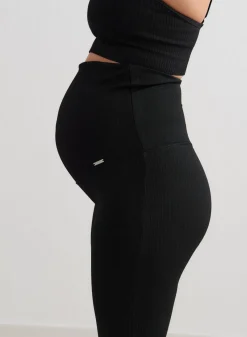 Black Ribbed Seamless Flare Maternity Tights>AIM’N Discount