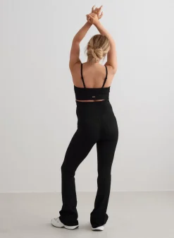 Black Ribbed Seamless Flare Maternity Tights><noscript><img width=