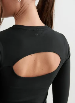 Black Sense Cutout Back Long Sleeve>AIM’N Hot
