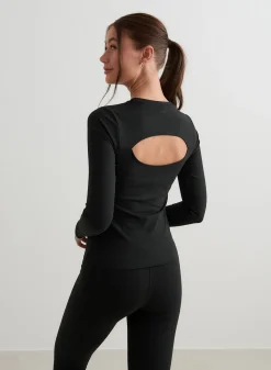 Black Sense Cutout Back Long Sleeve><noscript><img width=