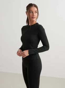 Black Sense Cutout Back Long Sleeve><noscript><img width=