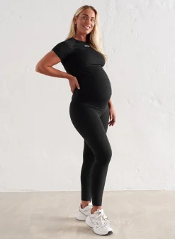 Black Soft Basic Maternity Short Sleeve>AIM’N Hot