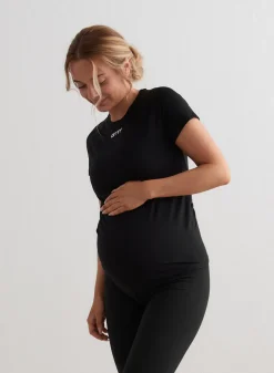 Black Soft Basic Maternity Short Sleeve><noscript><img width=