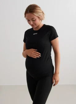 Black Soft Basic Maternity Short Sleeve><noscript><img width=