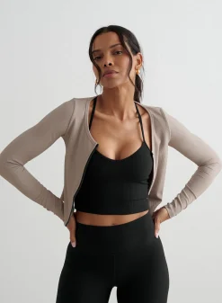 Ribbed Performance Zipped Cardigan><noscript><img width=