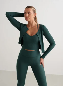 Ribbed Performance Zipped Cardigan><noscript><img width=
