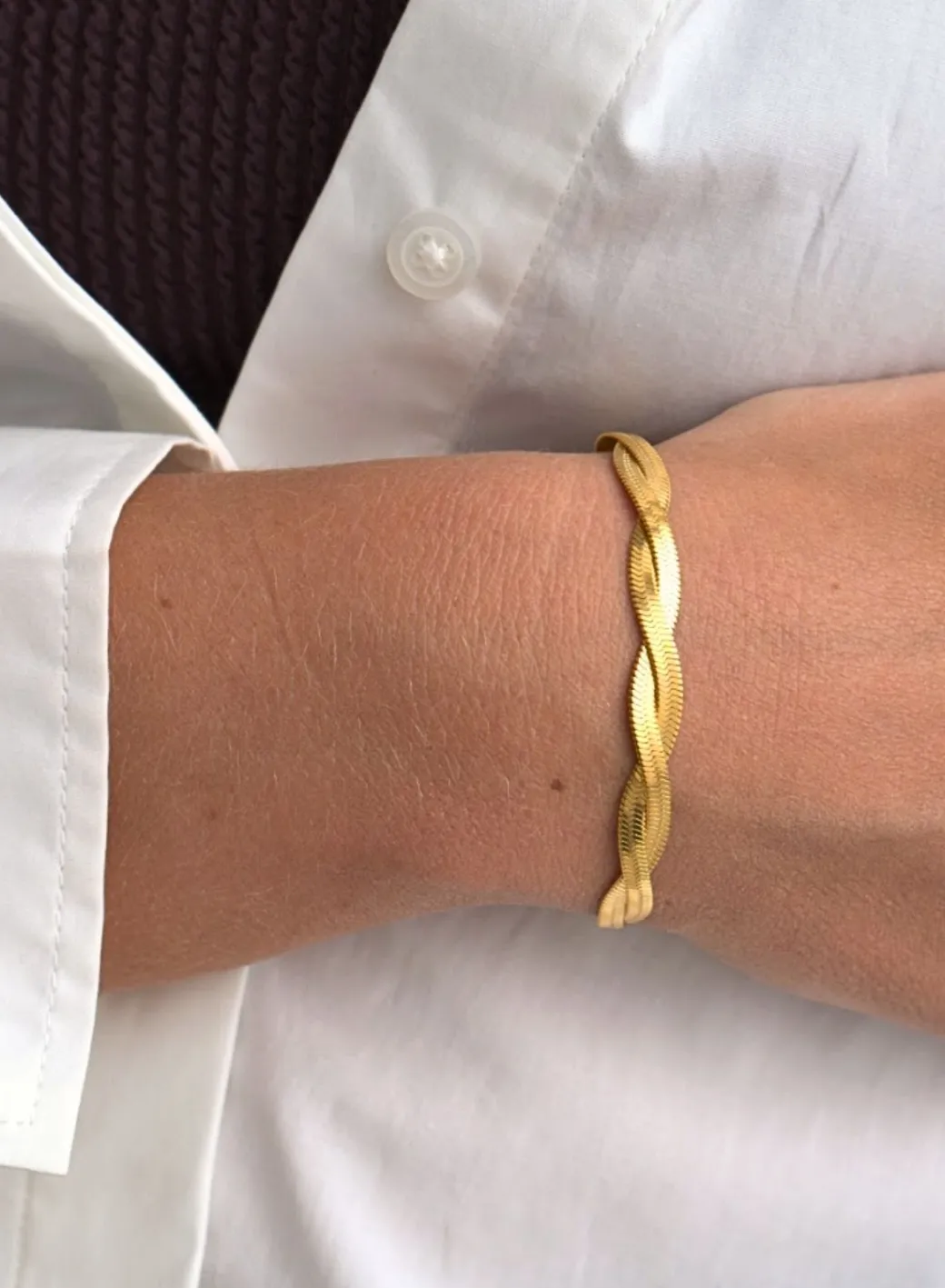 Gold Waterproof Braid Bracelet>AIM’N