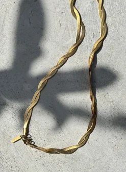 Gold Waterproof Braid Necklace><noscript><img width=