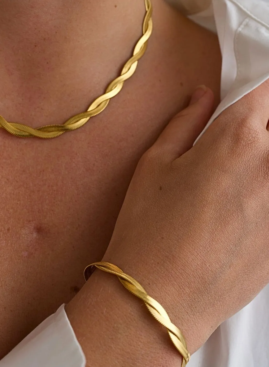 Gold Waterproof Braid Necklace>AIM’N Hot