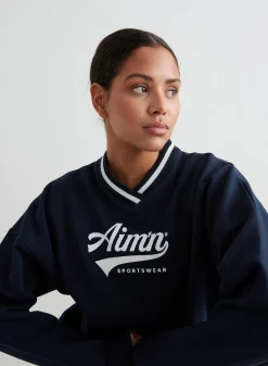 Navy Pitch V-neck Sweatshirt>AIM’N Online