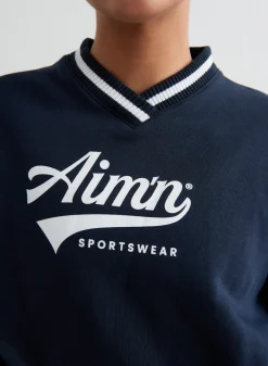 Navy Pitch V-neck Sweatshirt>AIM’N Online