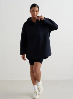 Navy Waterproof Oversized Anorak><noscript><img width=