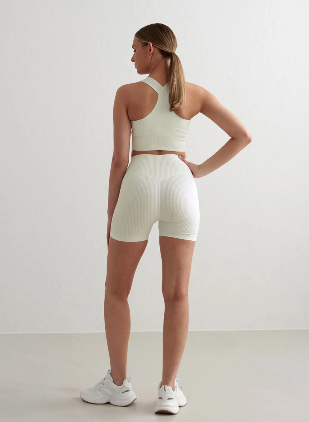 Off-White Ribbed Midi Biker Shorts>AIM’N Sale