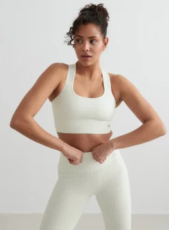 Off-White Ribbed Seamless High Support Bra>AIM’N Best
