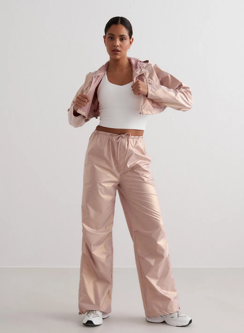 Metallic Plain Parachute Pants>AIM’N Discount