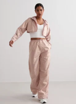 Metallic Plain Parachute Pants><noscript><img width=