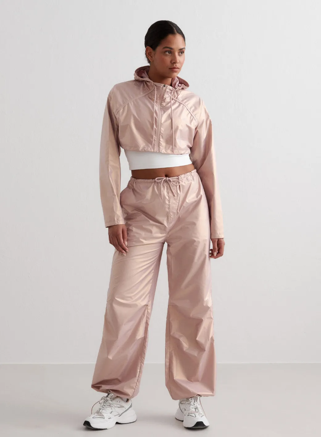 Metallic Plain Parachute Pants>AIM’N Discount