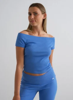 Ease Ribbed Off-shoulder Top><noscript><img width=