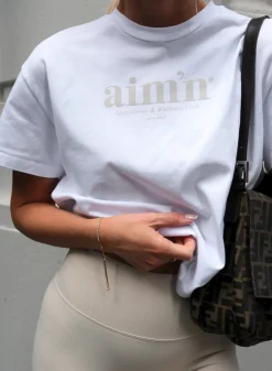 White Club Boxy T-Shirt>AIM’N Hot