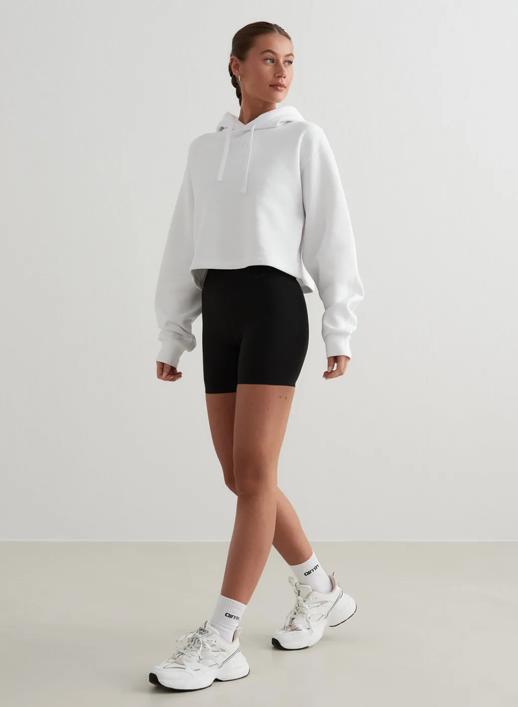White Cropped Hoodie>AIM’N Clearance