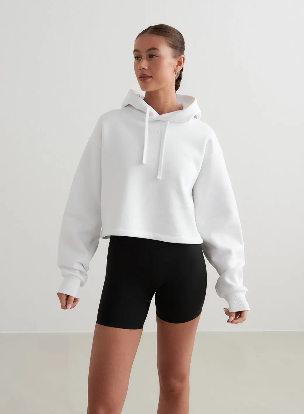 White Cropped Hoodie>AIM’N Clearance