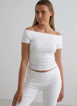 Ease Ribbed Off-shoulder Top>AIM’N Online