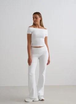 Ease Ribbed Off-shoulder Top><noscript><img width=