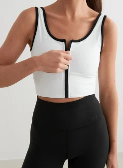 White Sense Zipped Bralette><noscript><img width=
