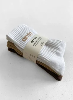 White/Beige/Macchiato Aim'n Logo Socks 3-Pack><noscript><img width=