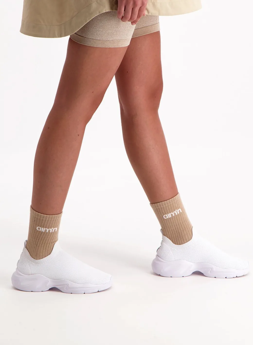 White/Beige/Macchiato Aim'n Logo Socks 3-Pack>AIM’N Clearance
